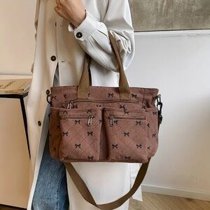 Corduroy Crossbody bag with black bows